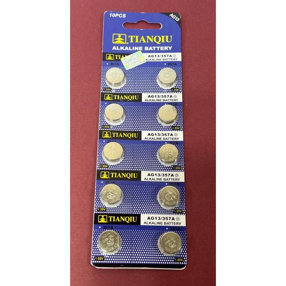 TIANQIU - 10 Pcs Alkaline Battery AG13 / 357A - 1.55 V - Picture 1 of 2